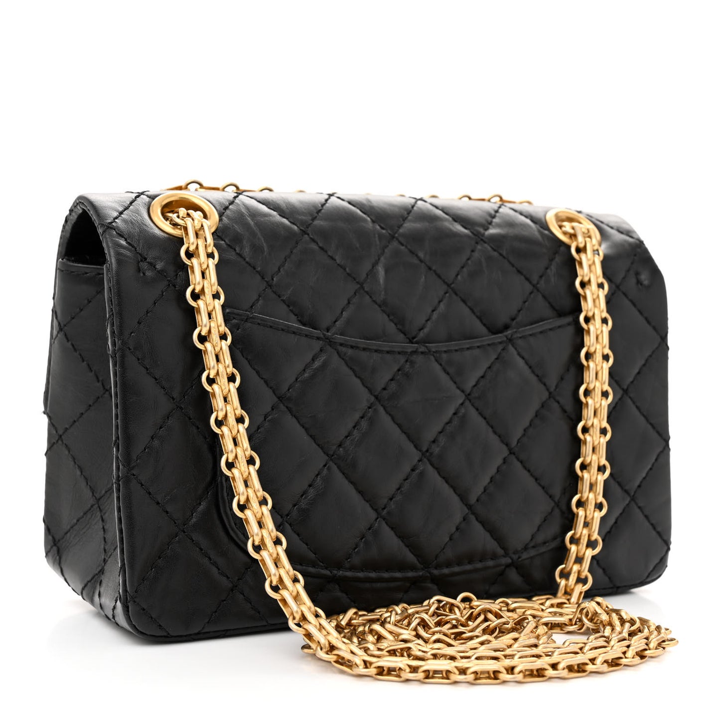 Aged Calfskin Quilted 2.55 Reissue Mini Flap Black