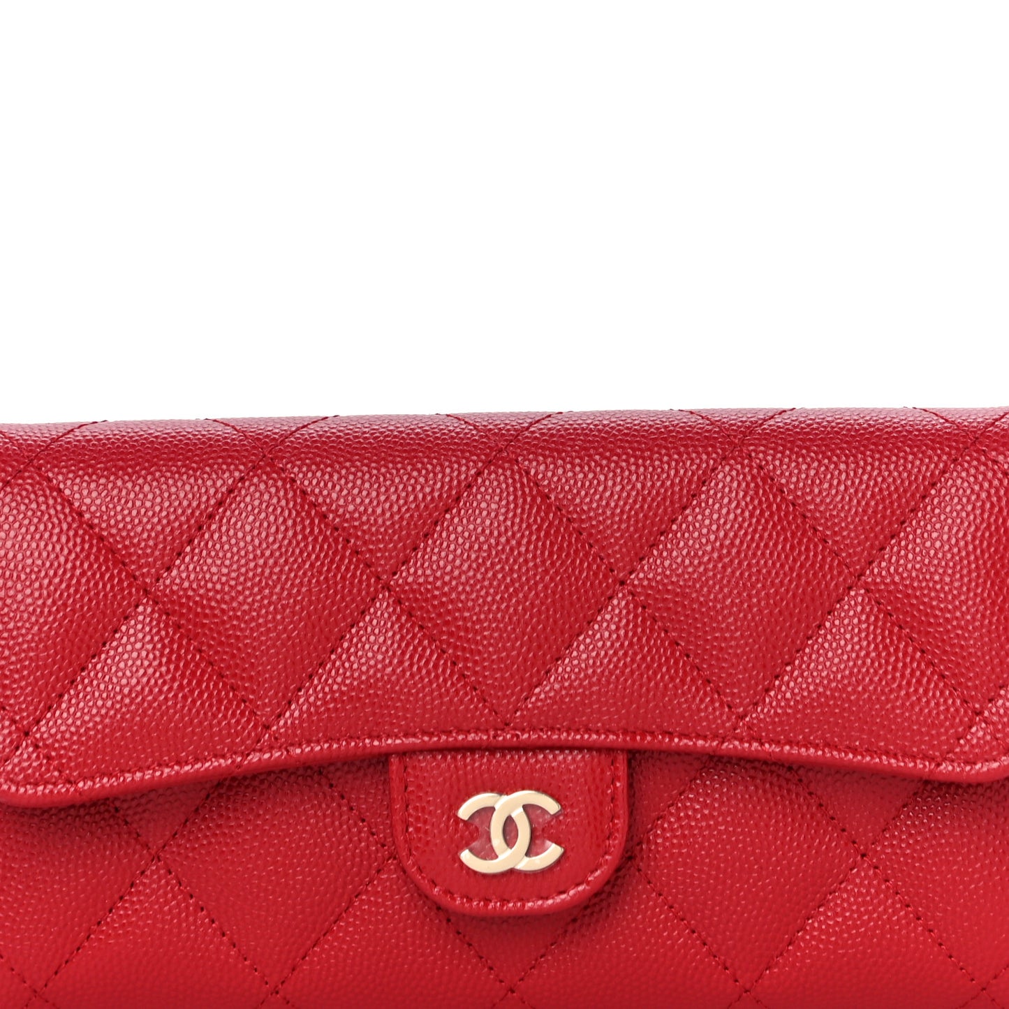 Caviar Quilted Medium Flap Wallet Red