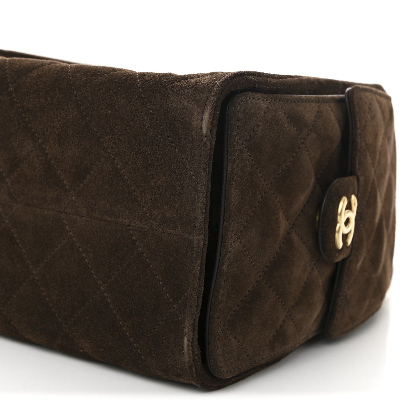 Suede Quilted Small Chanel 25 Handbag Dark Brown