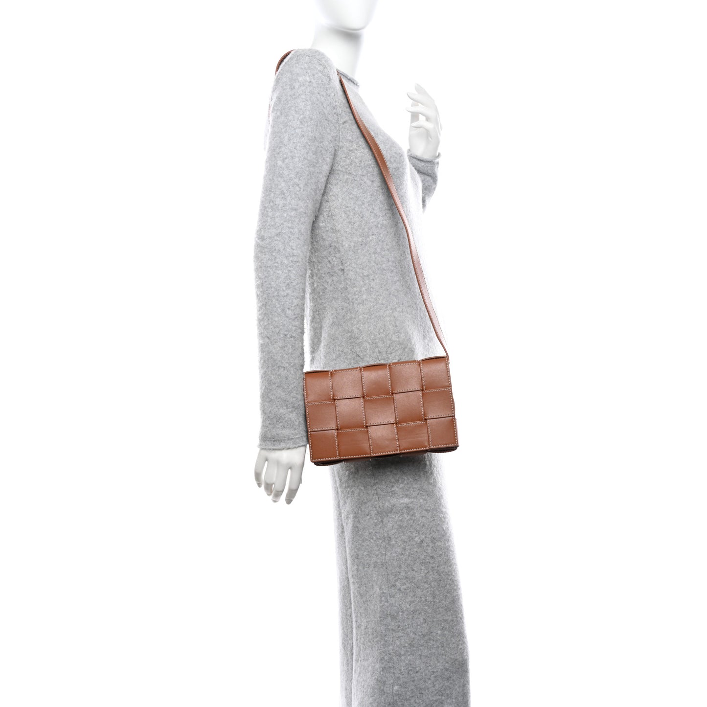 Lambskin Maxi Intrecciato Edge Stitch Cassette Crossbody Bag Wood