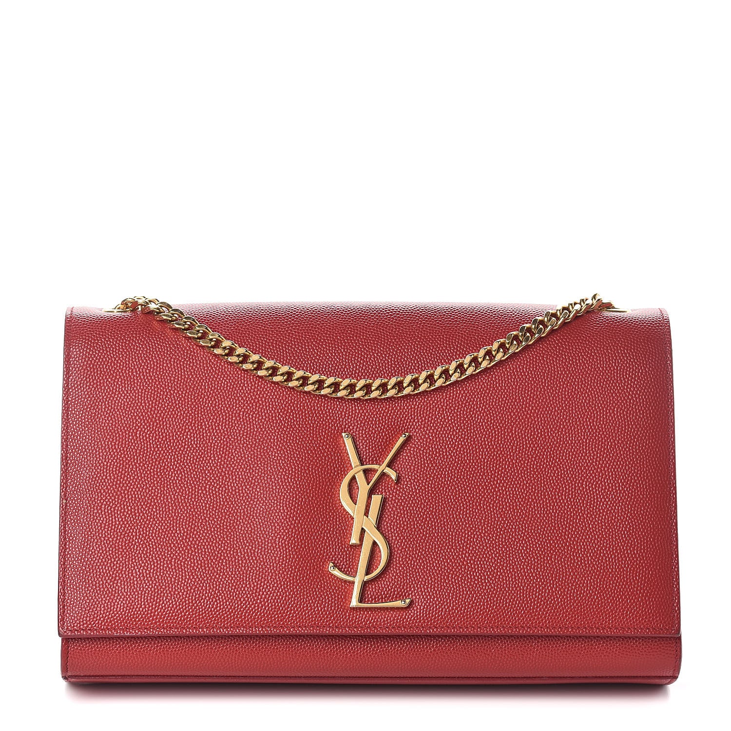 Saint Laurent Grain De Poudre Medium Monogram Kate Satchel Red 1 of 9