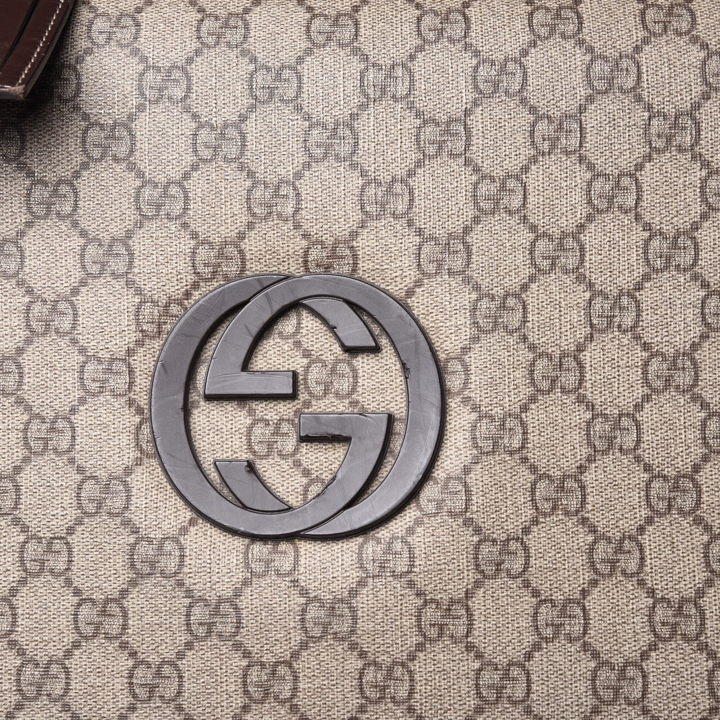 GG Plus Monogram Trolley Suitcase Dark Brown
