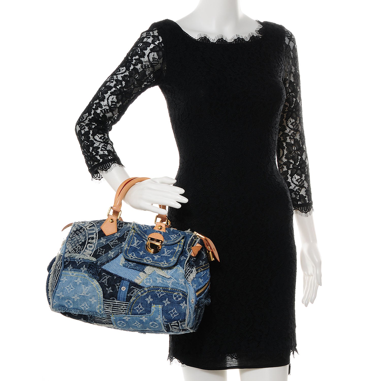 Louis Vuitton Denim Patchwork Speedy 30 Blue 2 of 7