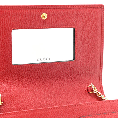 Gucci Dollar Calfskin Mini GG Marmont Chain Wallet Hibiscus Red 6 of 10