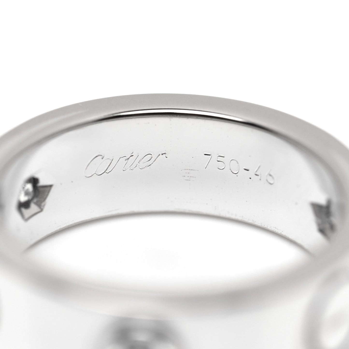 18K White Gold 3 Diamond 5.5mm LOVE Ring 46 3.75