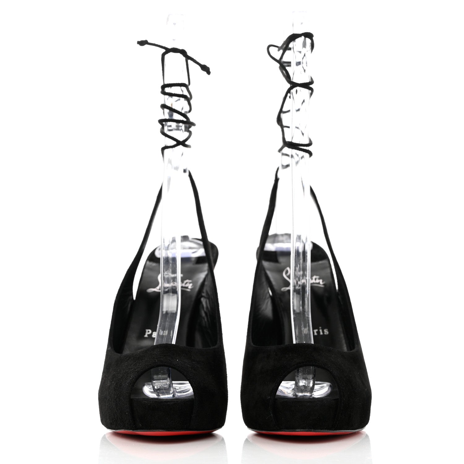 Christian Louboutin Veau Velours Lace Up NVP 120 Peep Toe Pump 39 Black 2 of 8