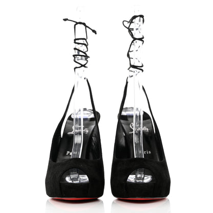 Christian Louboutin Veau Velours Lace Up NVP 120 Peep Toe Pump 39 Black 2 of 8