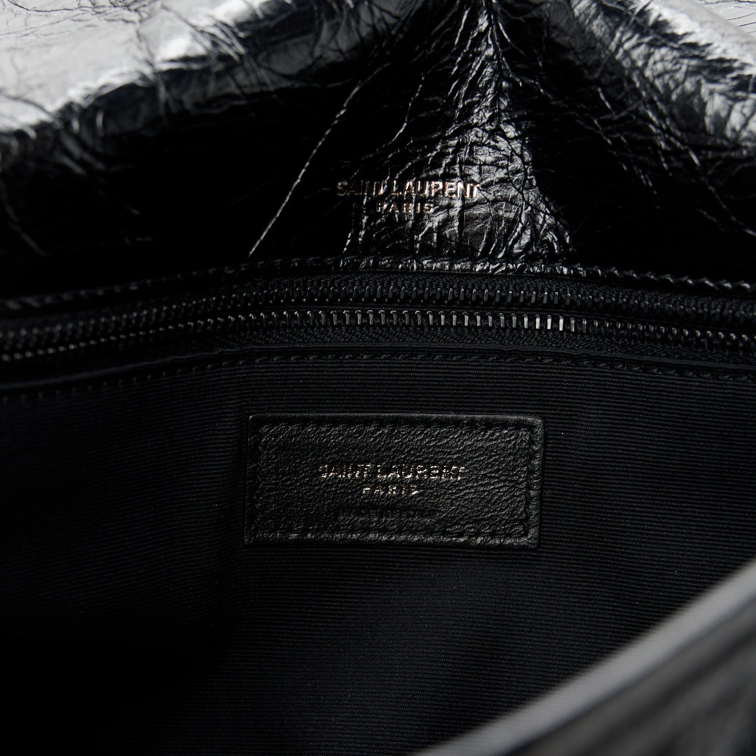 Saint Laurent Crinkled Calfskin Matelasse Monogram Medium Niki Chain Satchel Black 6 of 11