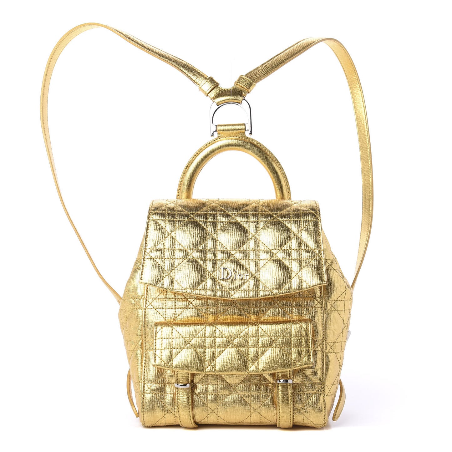 Metallic Grained Calfskin Small Stardust Backpack Gold