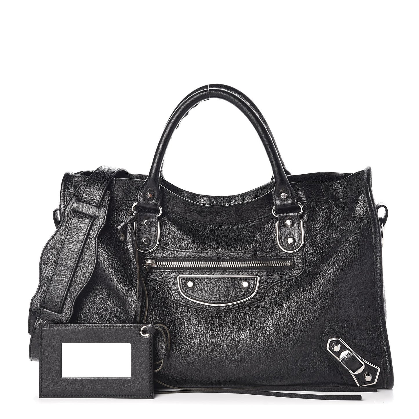 Chevre Silver Metallic Edge Hardware City Black
