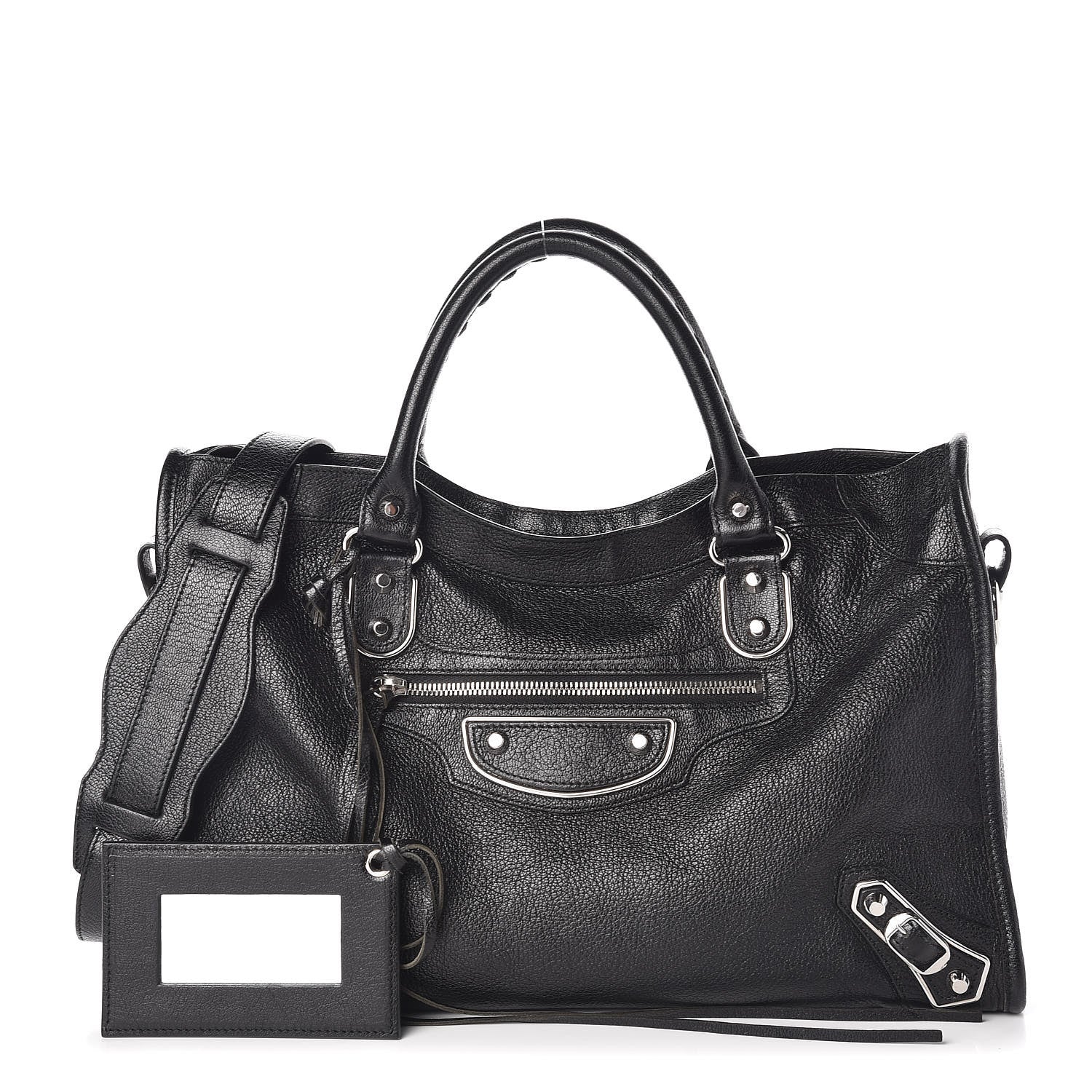 Balenciaga Chevre Silver Metallic Edge Hardware City Black 1 of 9