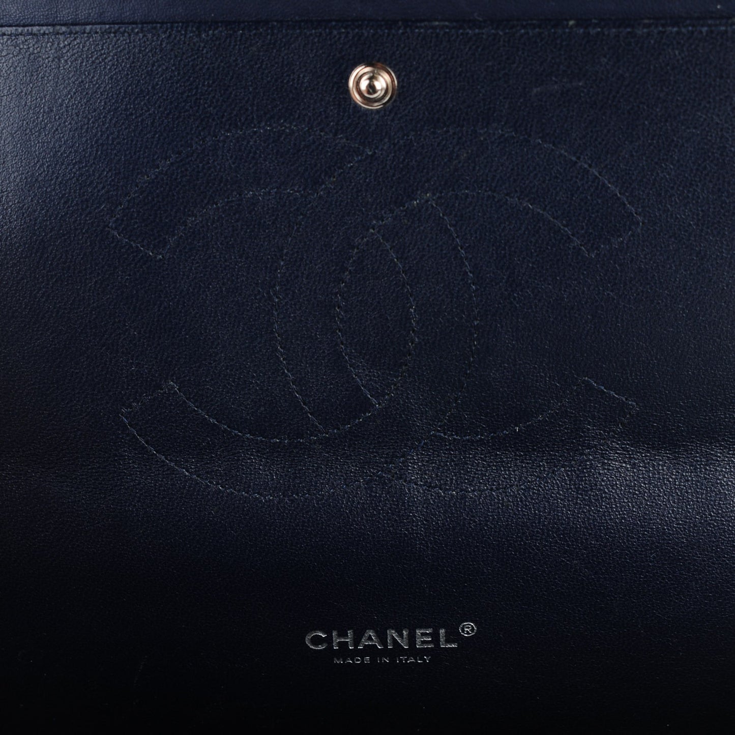 Lambskin Quilted Maxi Double Flap Dark Blue