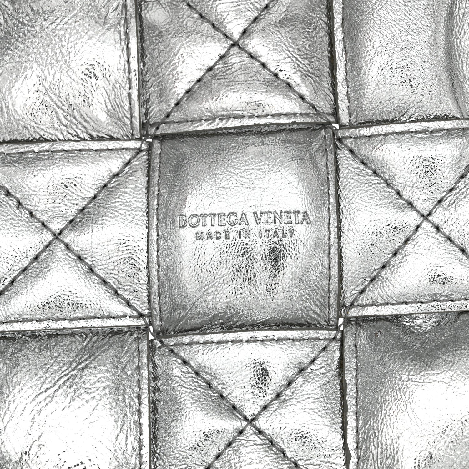 Bottega Veneta Metallic Calfskin Intrecciato Foulard Bucket Bag Silver 6 of 10