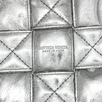 Bottega Veneta Metallic Calfskin Intrecciato Foulard Bucket Bag Silver 6 of 10