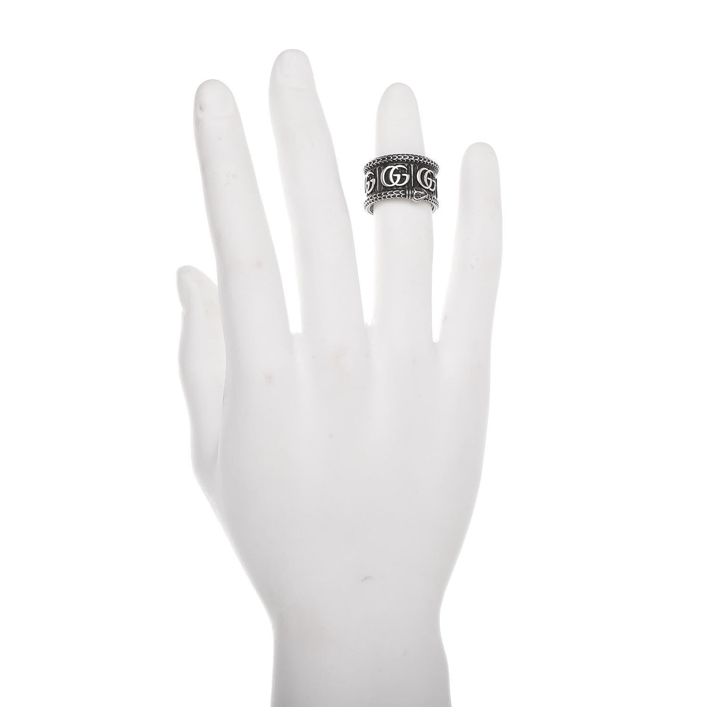Sterling Silver GG Marmont Snake Band Ring 55 7.5
