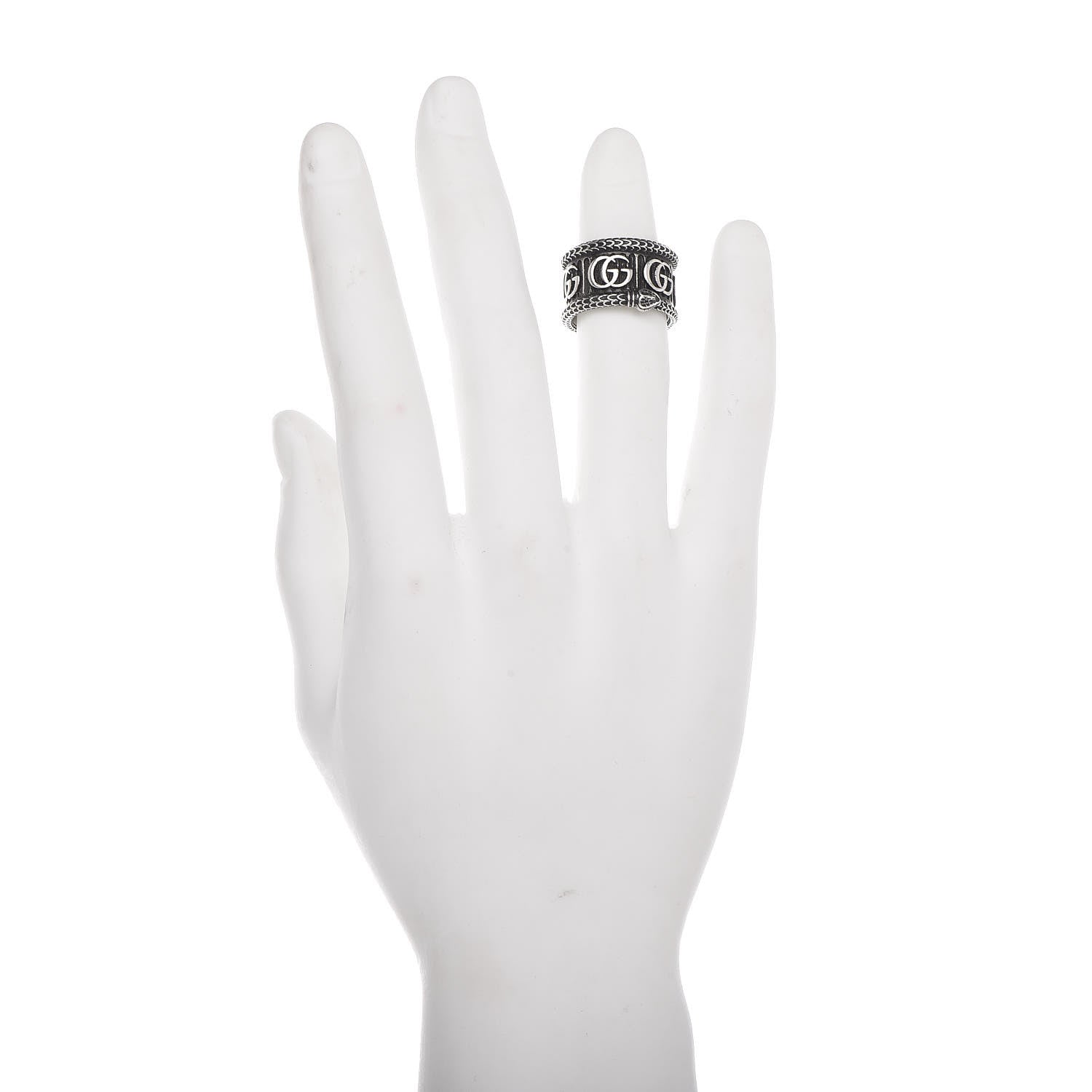 Gucci Sterling Silver GG Marmont Snake Band Ring 55 7.5 2 of 8
