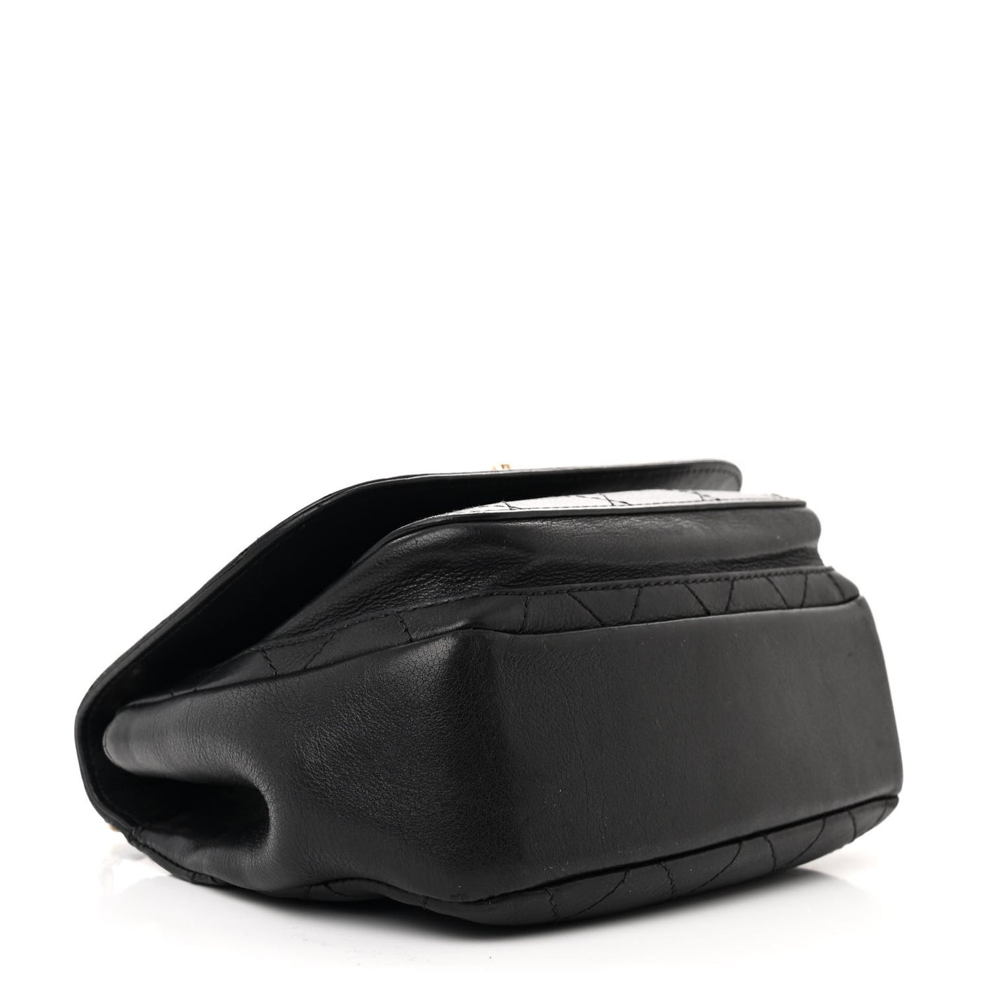 Calfskin Stitched Small Covered CC Flap Bag Black