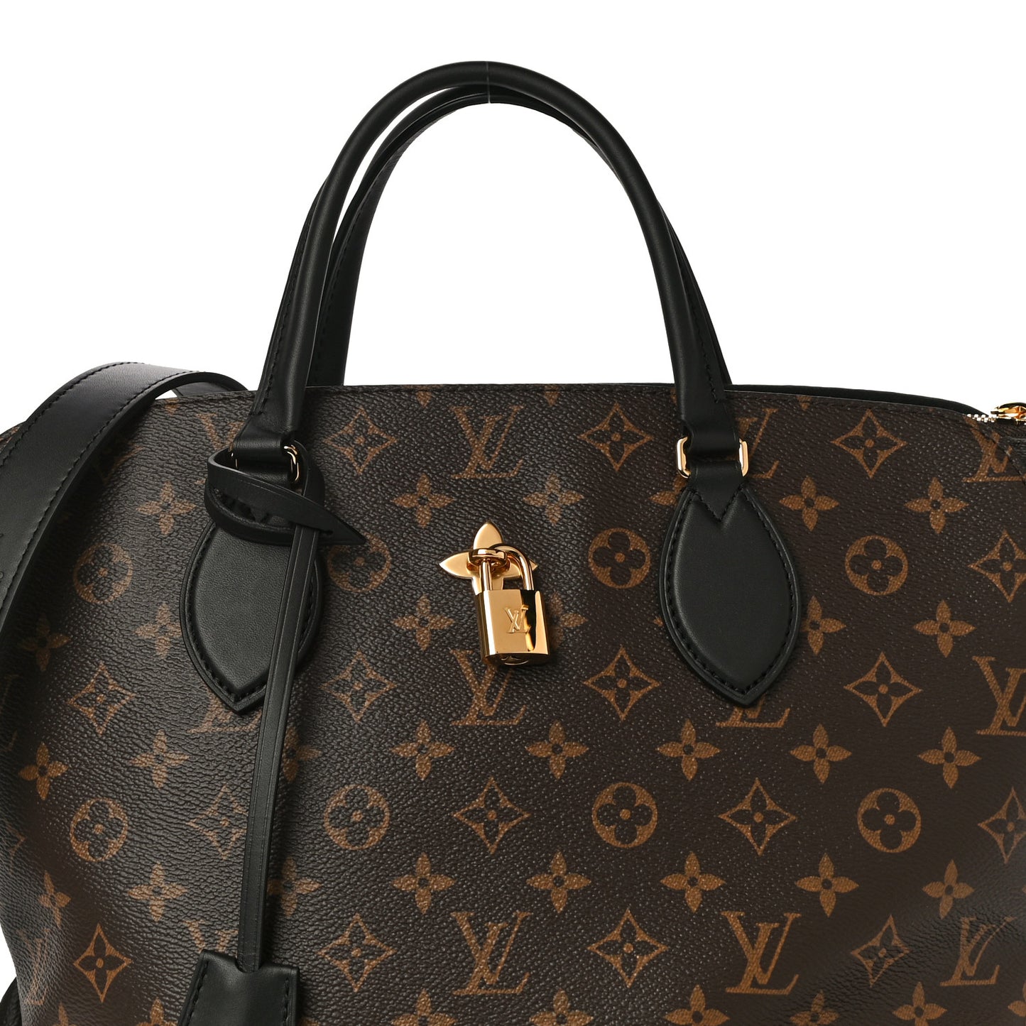 Monogram Flower Zipped Tote MM Black