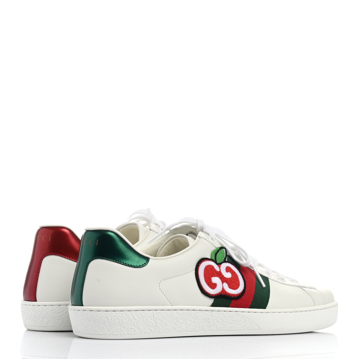 Calfskin Web Cherry Embroidered Mens Ace Sneakers 9 White
