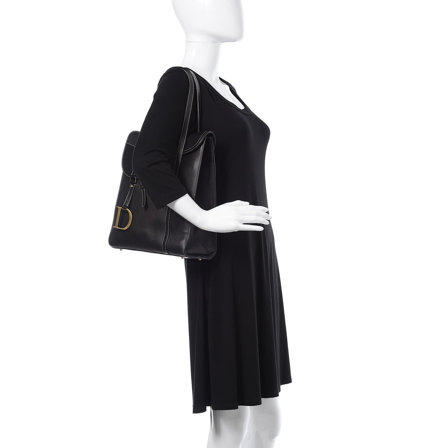 Christian Dior Calfskin Saddle Vertical Shopper Black 2 of 23
