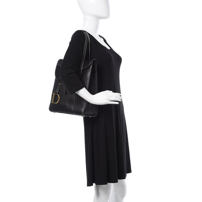 Christian Dior Calfskin Saddle Vertical Shopper Black 2 of 23