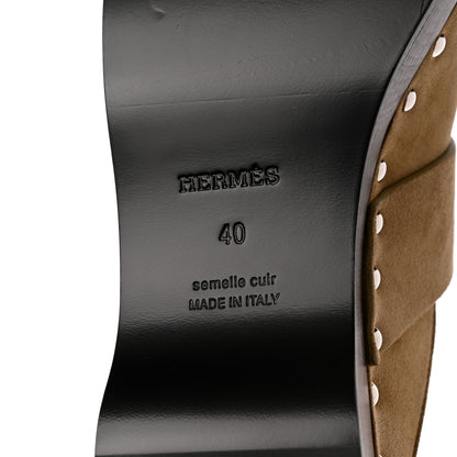 Hermes Suede Goatskin Calya Mules 40 in Beige Gobi 7 of 9