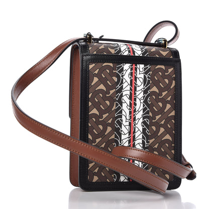 Burberry E-Canvas Monogram Stripe Robin Bag Bridle Brown 3 of 9