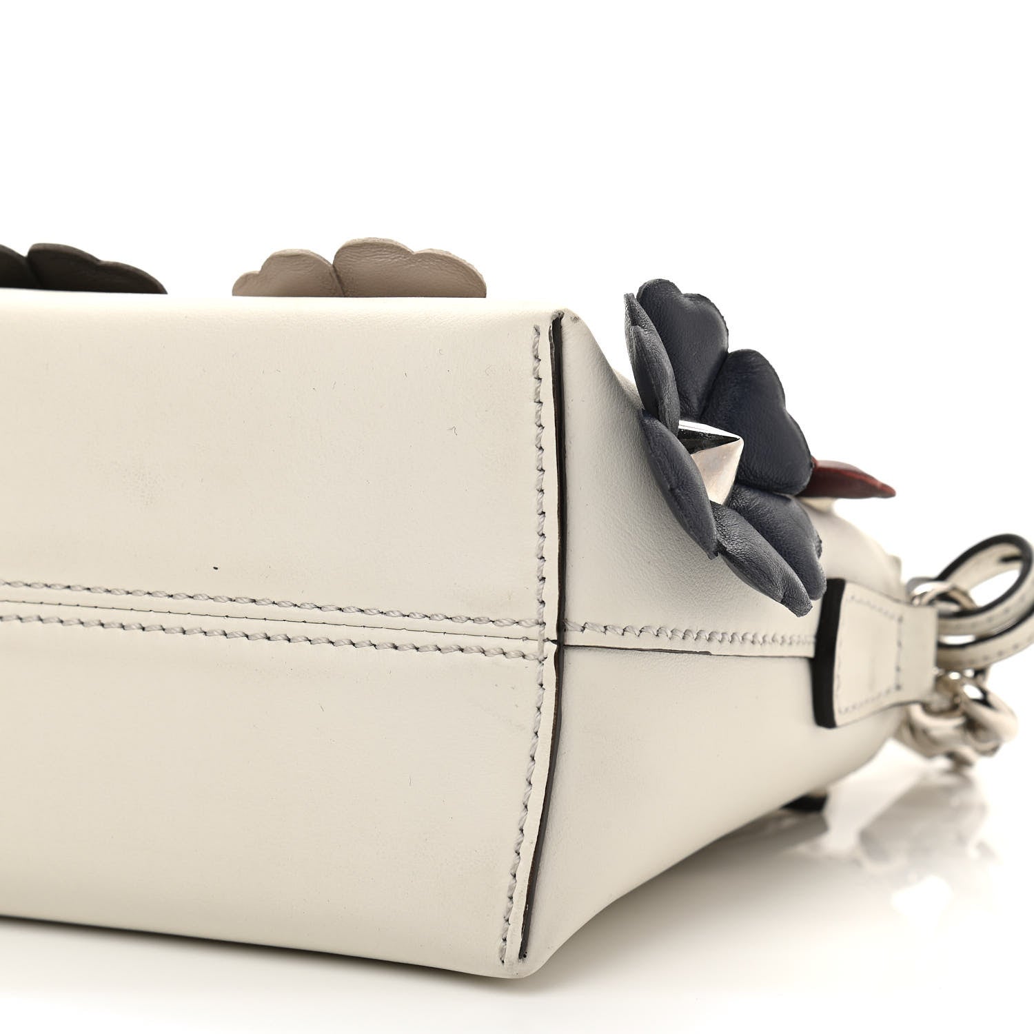 Fendi Vitello Century Nappa Flowerland Studded Mini By The Way Boston Bag White Ice Multicolor 11 of 16