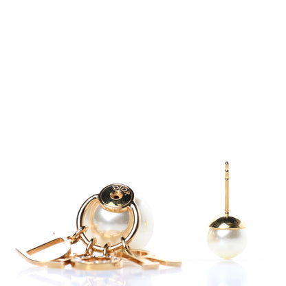 Christian Dior Pearl Crystal Tribal Logo Charms Earrings Gold 5 of 5
