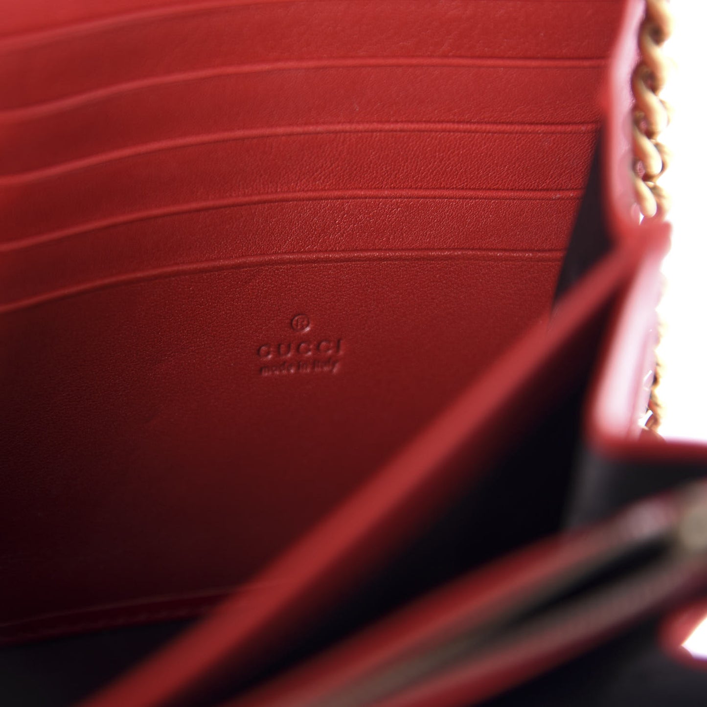 Calfskin Matelasse GG Marmont Chain Wallet Hibiscus Red
