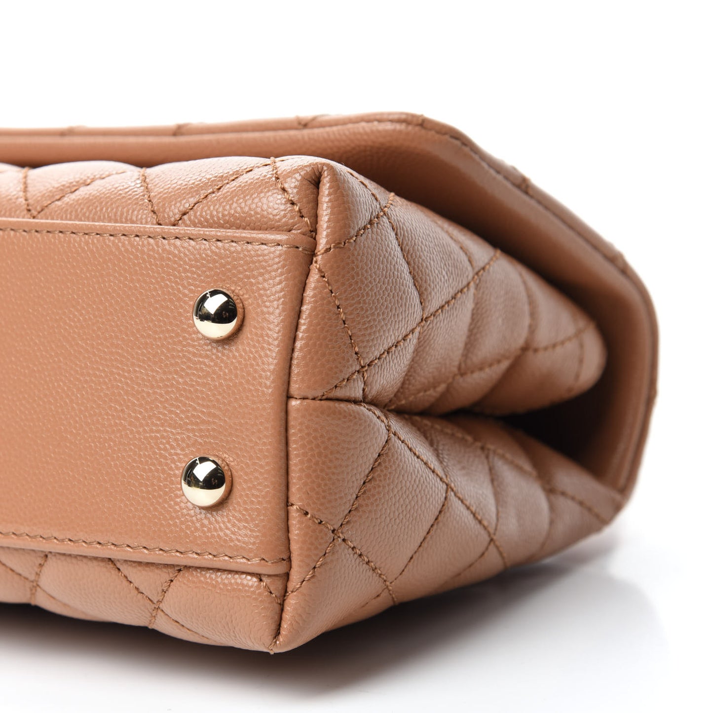 Caviar Quilted Mini Coco Handle Flap Brown