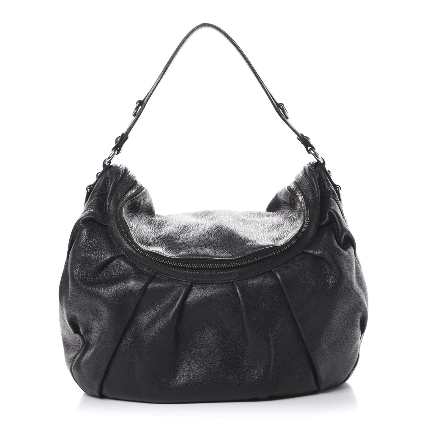 Pebbled Calfskin Medium Icon Bit Shoulder Bag Black