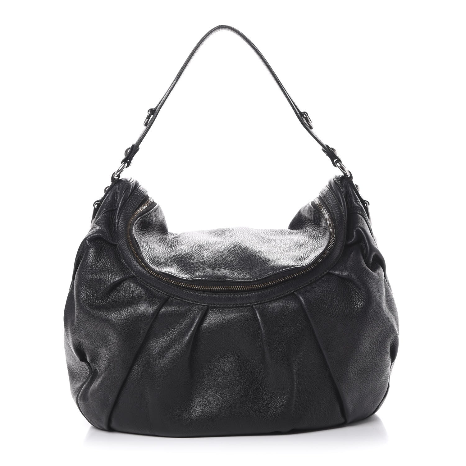 Gucci Pebbled Calfskin Medium Icon Bit Shoulder Bag Black 1 of 16