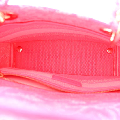 Christian Dior Canvas Toile De Jouy Reverse Embroidered Medium Lady D-Lite Fluorescent Pink 5 of 11