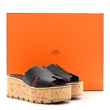 Hermes Calfskin Cork Eze 30 Sandals 36 Black 11 of 11