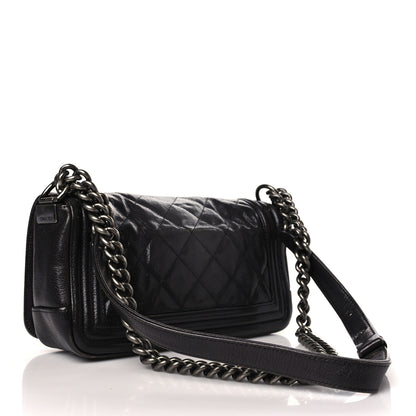 Chanel Goatskin Ombre Faded Quilted Small Boy Flap Black Grey 2 of 16