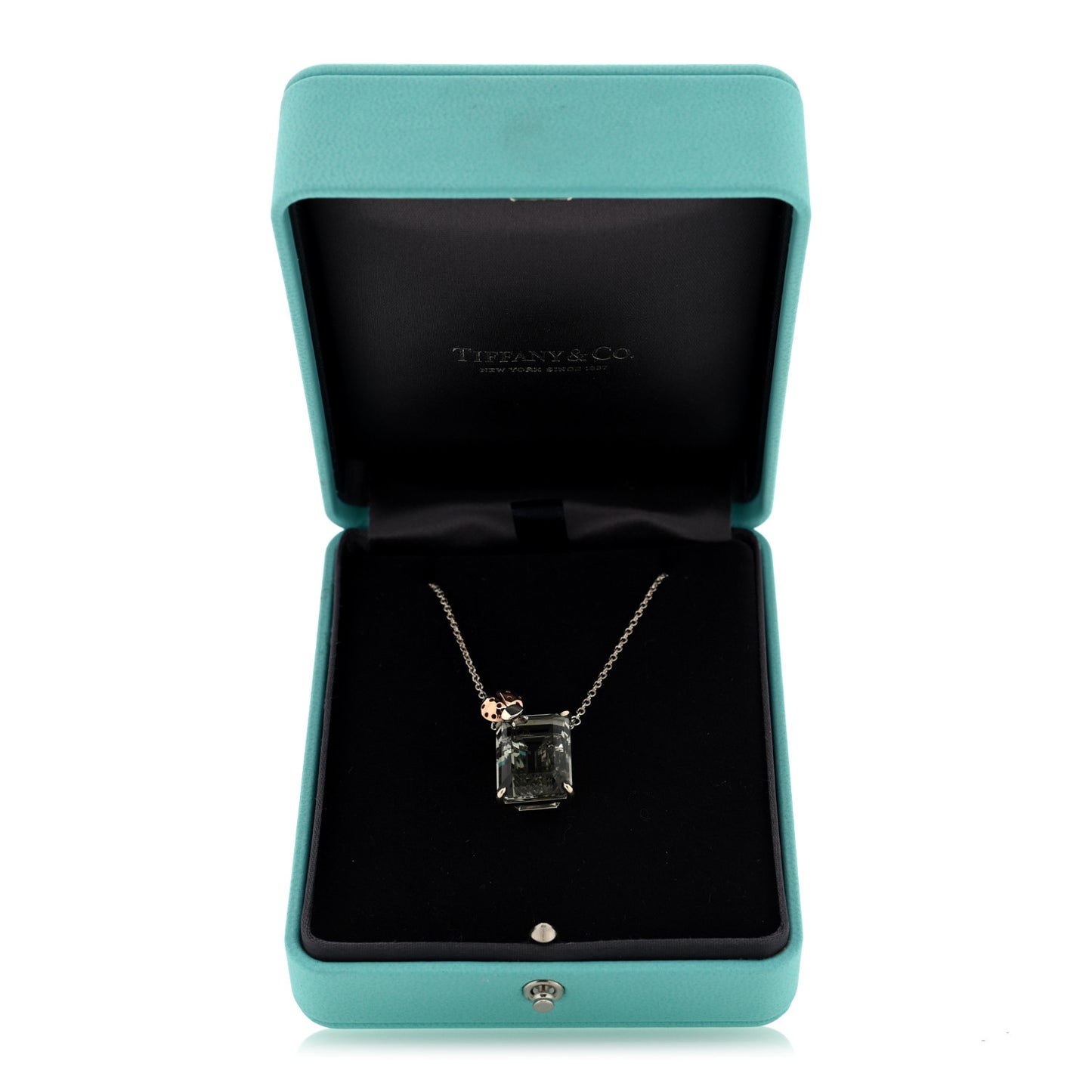 Sterling Silver 18K Rose Gold Prasiolite Return to Tiffany Love Bugs Ladybug Necklace