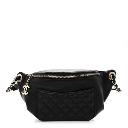 Chanel Lambskin Quilted Waist Bag Fanny Pack Black 1 of 11