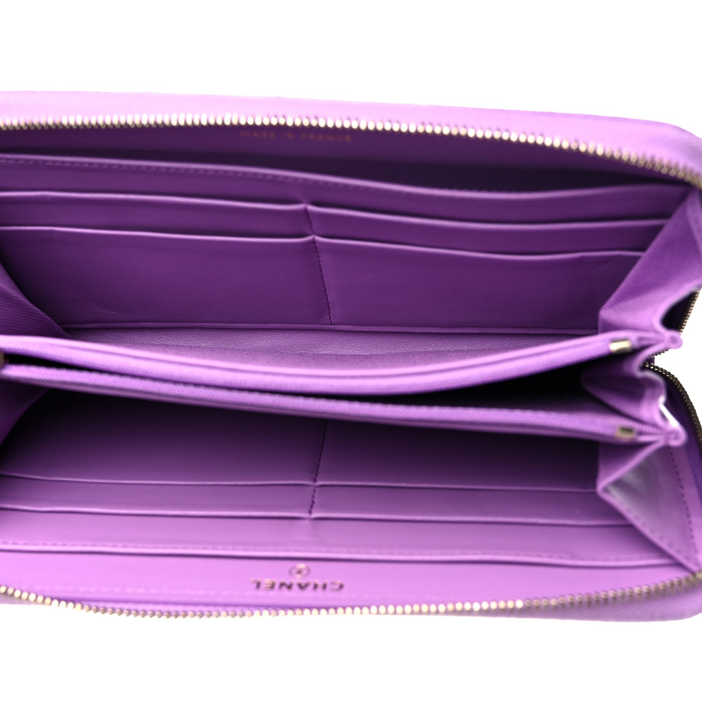 Caviar Quilted Large Gusset Zip Around Wallet Purple