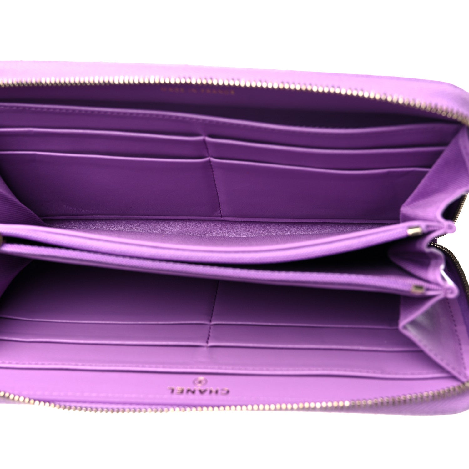 Chanel Caviar Quilted Large Gusset Zip Around Wallet Purple 5 of 14