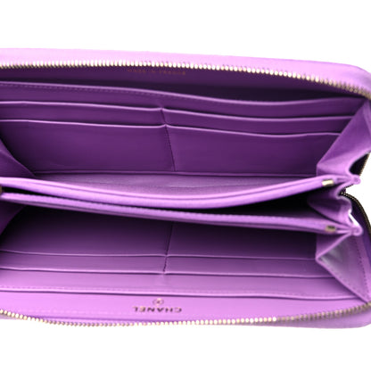 Chanel Caviar Quilted Large Gusset Zip Around Wallet Purple 5 of 14