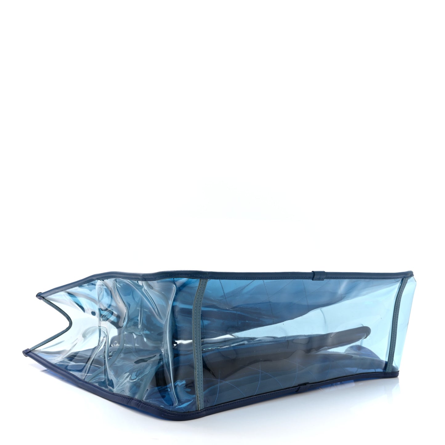 Lambskin PVC Quilted Large Coco Splash Shopping Bag Blue Dark Blue