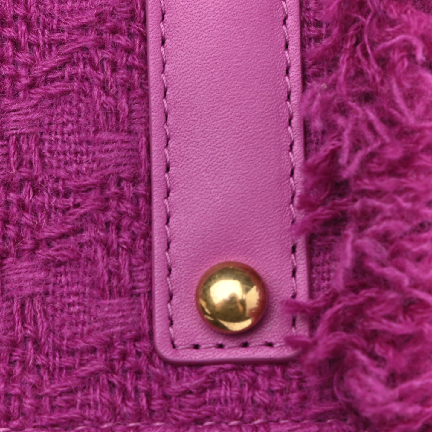 Wool Tweed Large Zipped Shopping Tote Magenta