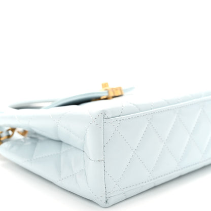 Chanel Shiny Aged Calfskin Quilted Nano Kelly Shopper Light Blue 8 of 10