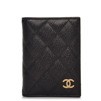 Chanel Letter Calfskin Embossed Quilted CC Card Holder Wallet Black 1 of 8