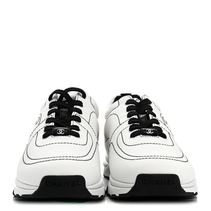 Chanel Cotton Womens CC Sneakers 41 White Black 3 of 9