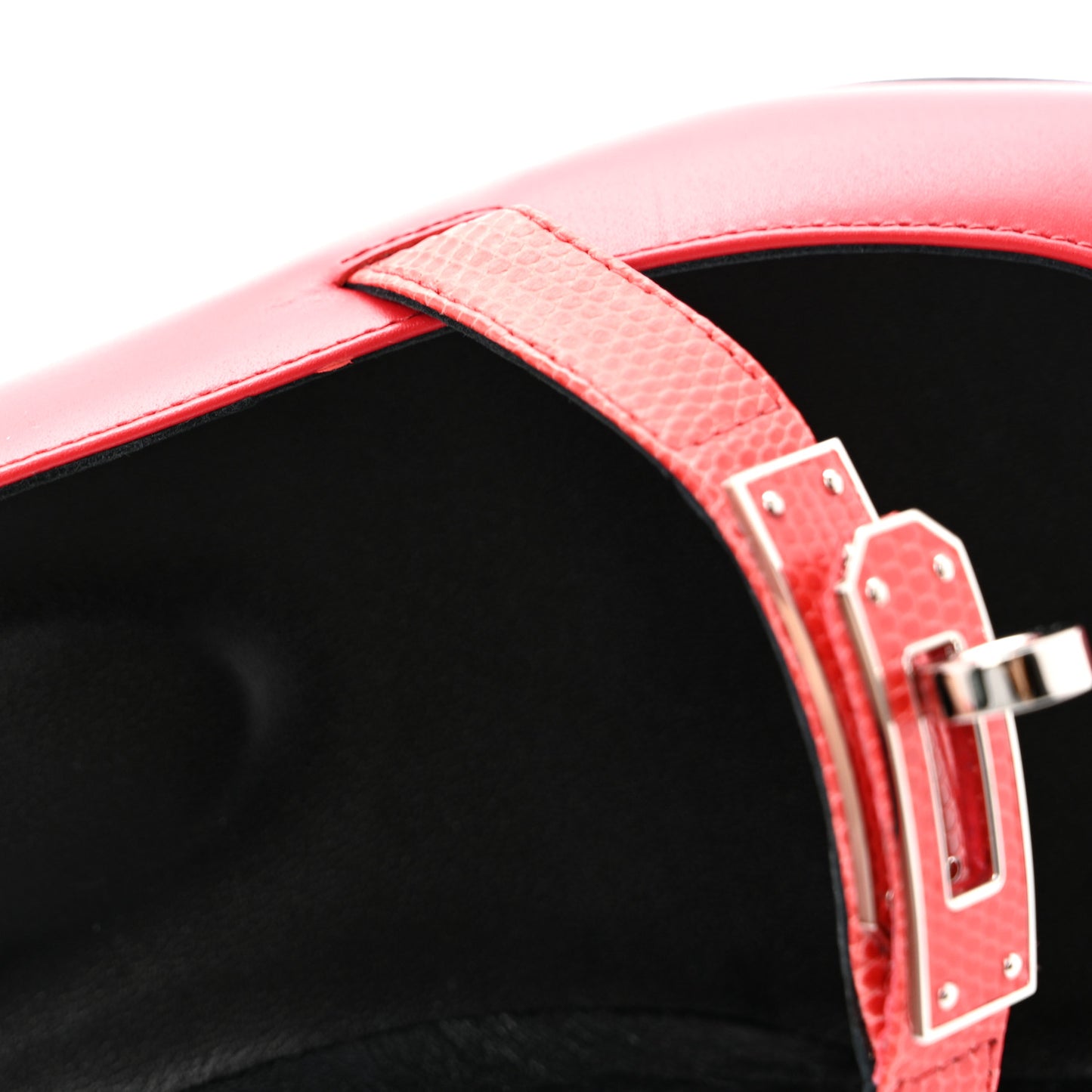 Lizard Calfskin Brillante Kelly Ballet Flat  38 Rouge Vif