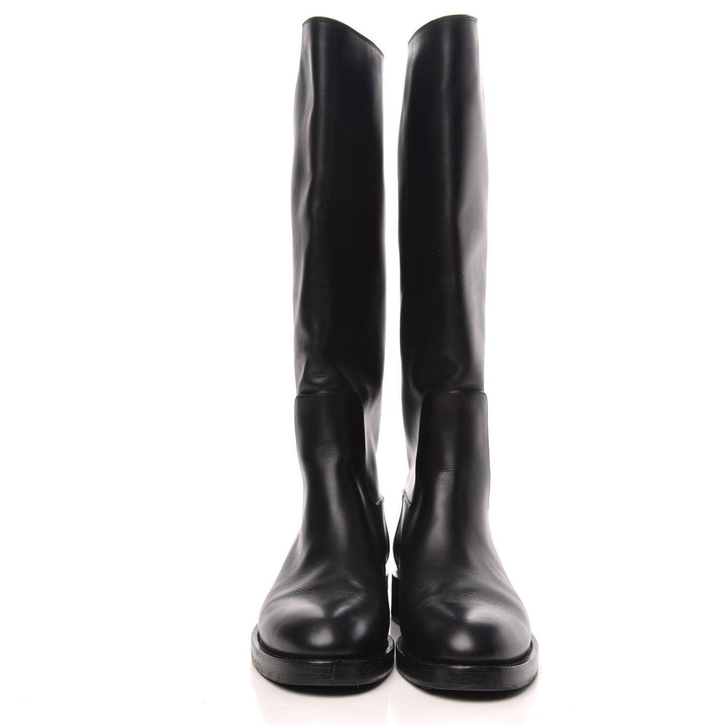 Calfskin Overdrive Flat High Boots 38.5 Black