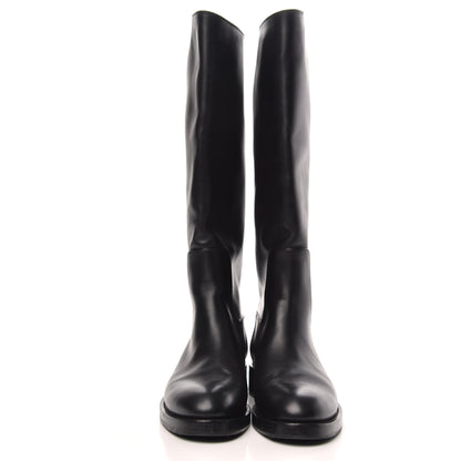 Louis Vuitton Calfskin Overdrive Flat High Boots 38.5 Black 2 of 10