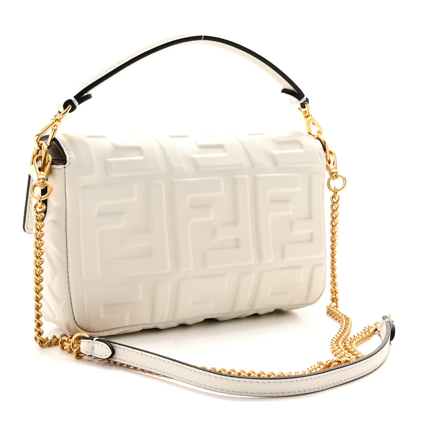 Nappa FF 1974 Embossed Mini Baguette White
